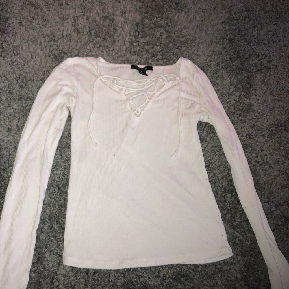 White lace up top